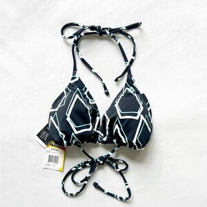 Volcom Vintage Black and White Geometric Bikini Top - Medium